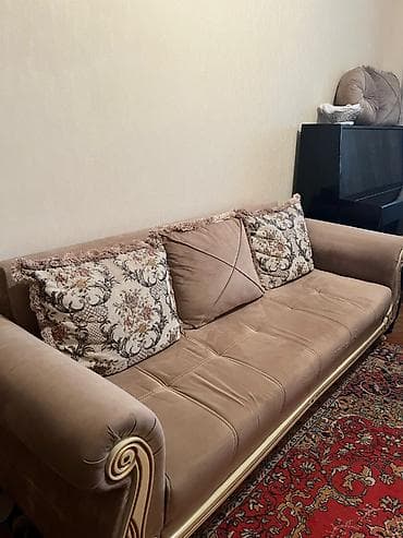 stul ev ucun: Qonaq otağı üçün, İşlənmiş, Açılmayan, Dördbucaq masa, 6 stul — 9