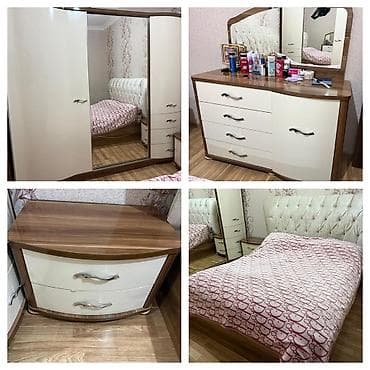 Двуспальная кровать, Шкаф, Трюмо, Тумба, Б/у