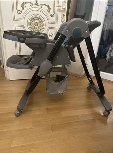 transformer stul yedizdirmək ucun: Uşaq yemək stulu - Rəng: tünd boz/göy detal - Çıxarılan iri süfrə — 3