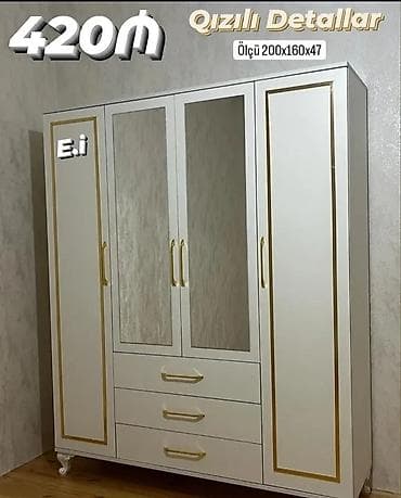 Yeni, 4 qapılı, Ağ, Açılan, Düz dolab
