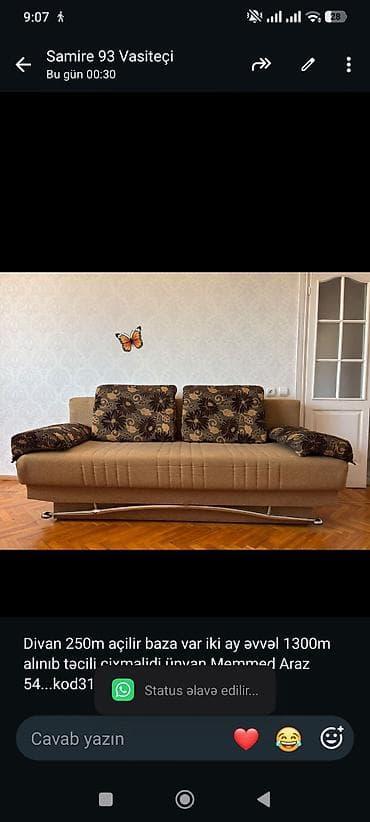 Divan 250m açilir baza var iki ay əvvəl 1300m alınıb təcili çixmalidi — 1