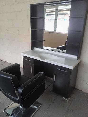Salon, tibbi mebel dəsti: Bərbər mebeli dəsti – güzgülü stol və hidravlik kreslo - Komplekt — 2