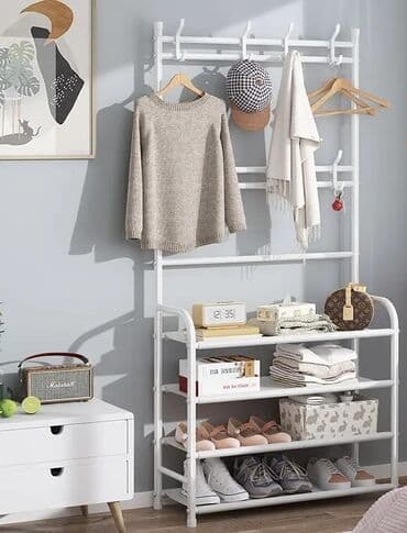 вешалка настенная в прихожую белая: Ayaqabı dolabı 4 mərtəbə enli model Dolabın materialı dəmir ayaqqabı — 1