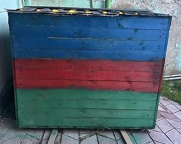 haski iti: Ağacdan hazırlanmış rəngli it evi/volyer - Material: qalın taxta — 1