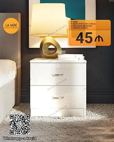 Tumba – minimal dizayn, 2 çekmecə - Ölçülər: D 40 × H 50 × U 40 sm -