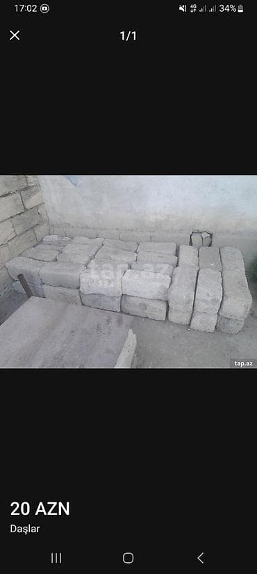 daş kubik satılır: Daş bloklar - Təbii daşdan kəsilmiş iri bloklar - Ölçülər təxminən — 1