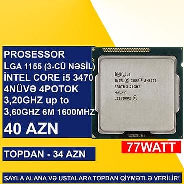 Prosessor Intel Core i5 Prosessor “LGA 1155 (3cü nəsil) İntel Core i5 3470”, 4 nüvə, İşlənmiş lalafo.az -da Prosessor Intel Core i5 Prosessor “LGA 1155 (3cü nəsil) İntel Core i5 3470”, 4 nüvə, İşlənmiş