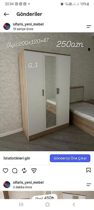 bal: Üç qapılı paltar şkafı – model G_1 - Ölçü: 200×120×47 sm - Rəng və — 1