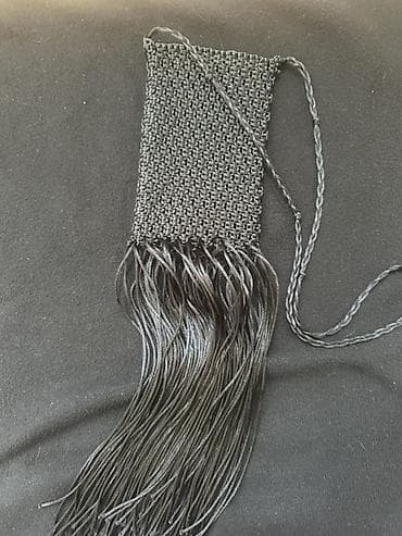 parca cantalar: Makrame üslubunda əl işi mini çanta/sumka - Rəng: qara - Material — 3