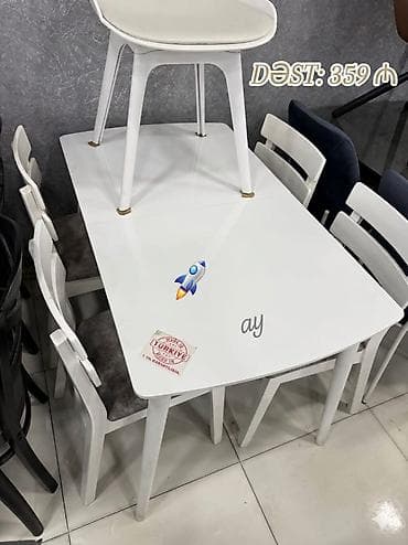 Mətbəx üçün, Dördbucaq masa, 6 stul