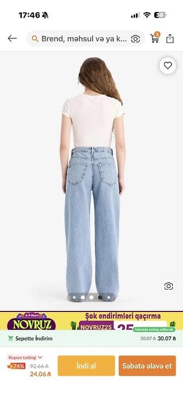 Джинсы, Defacto, S, цвет - Голубой — 5