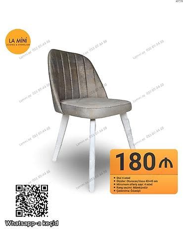 - Məhsul: Yumşaq oturacaqlı stol/stul dəsti - Miqdar: 4 ədəd -