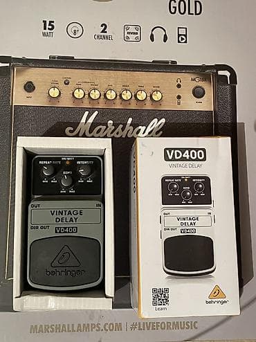 gitara satilir: Amfilər və pedallar satılır. Qiymətlər: Marshall MG15CFX - 390 AZN — 7