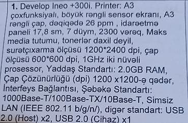 Ноутбуки: Develop ineo+ 300i rəqəmsal çoxfunksiyalı cihaz - Rəngli A3/A4 MFP — 5