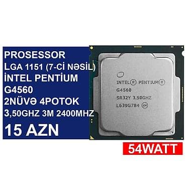processor core i7: Prosessor “LGA 1151 (7ci nəsil) İntel Pentium G4560” ⭐LGA 1151 (7ci — 1
