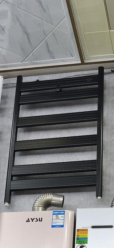 hazır hamam: Qara rəngli alüminium dəsmal/qurutma radiatoru (hamam üçün “pərçimli — 1