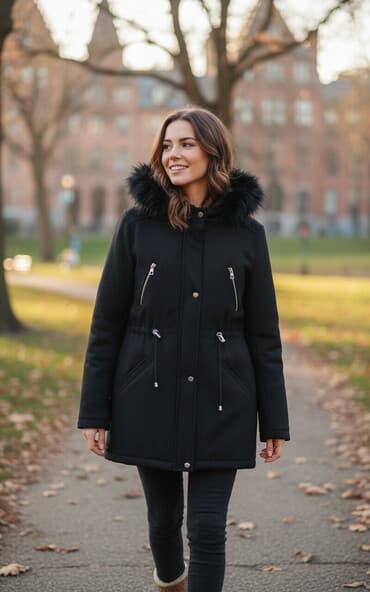 Palto, XL, rəng - Qara