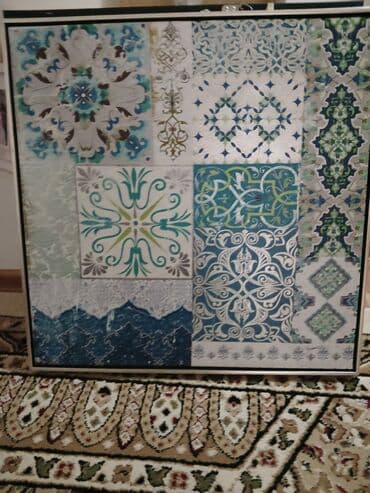 hicabli qiz sekileri: Bu çərçivəli kətan divar sənəti müxtəlif naxışlı plitələri xatırladan — 2