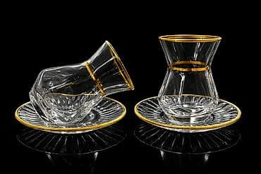 antik servis: Çay dəsti, rəng - Qızılı, Şüşə, 2 nəfərlik, Türkiyə — 4