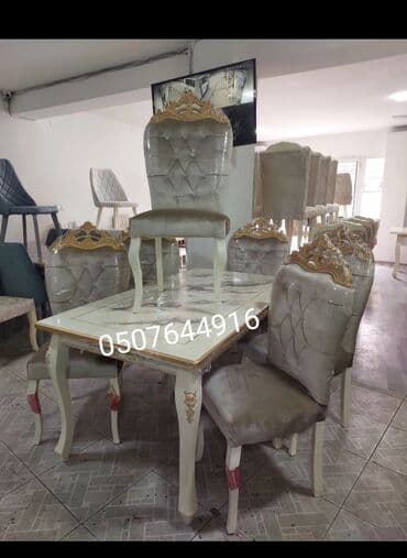 ders masaları: Qonaq otağı üçün, Yeni, Açılmayan, Dördbucaq masa, 6 stul — 3