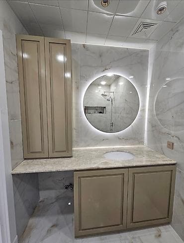 Vanna otağı üçün mərmər üstlü lavabo mebeli və şkaf dəsti - Üst səth