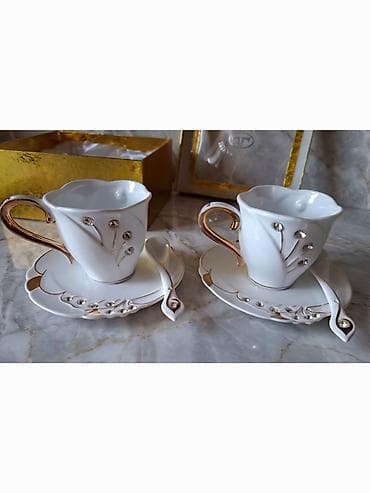 Çay dəsti, rəng - Ağ, Farfor, 2 nəfərlik — 1
