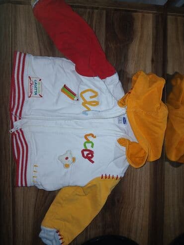 детские нарядные комплекты: Uşaq geyimləri dəsti 1) Narıncı rəngli KIABI kombinezon - Material — 6