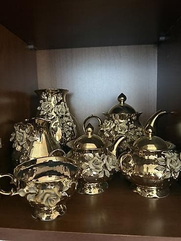 Çay dəsti, rəng - Qızılı, Keramika — 1