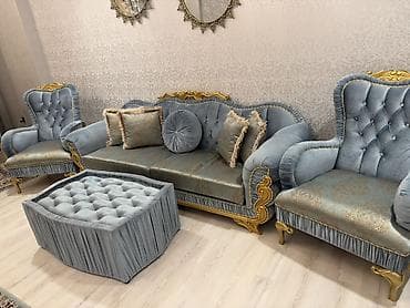 Klassik üslubda dəbli qonaq otağı dəsti - Tərkibi: 3 nəfərlik divan — 1