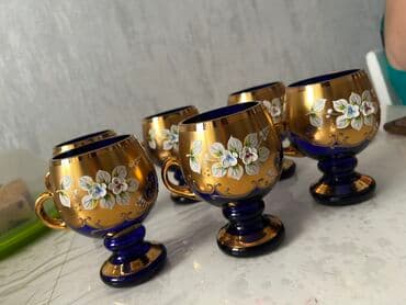 Stəkanlar, rəng - Qızılı, Şüşə, 6 ədədli dəst