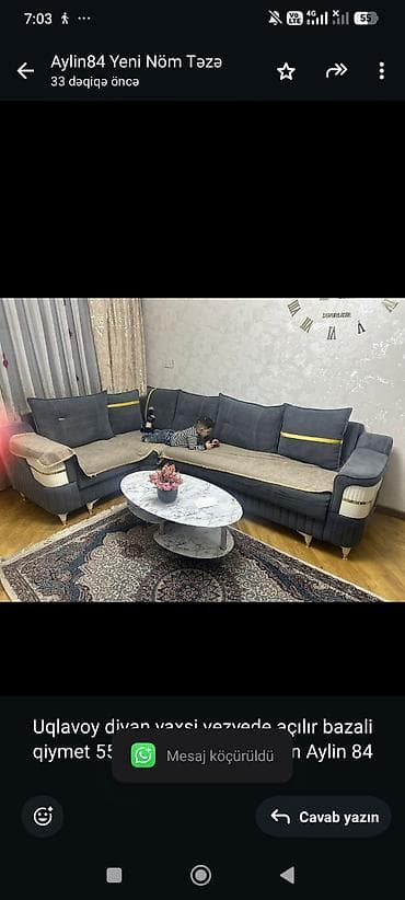 saloglu qiymetler: Uqlavoy divan yaxsi vezyede açılır bazali qiymet 550 AZN ünvan — 1