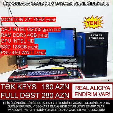 masaüstü kompüter qiymətləri: Masaüstü Kompüter "Legion H61 1155 Pentium G2030” ⭐Tək Sistem Bloku – — 1