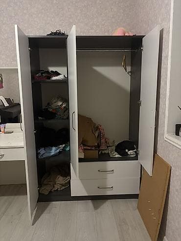 dolab ucuz: Ağ rəngli 3 qapılı paltar şkafı - Material: laminat/LDSP - Rəng: ağ — 2