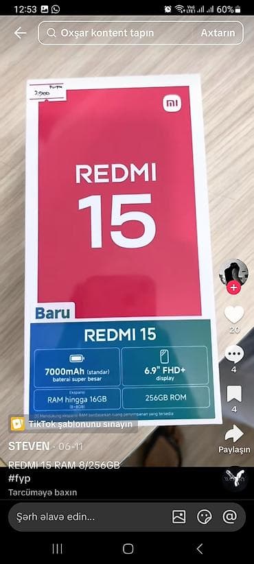 redmi not 8 ucuz: Redmi 256 GB, rəng - Qara, İki sim kartlı — 1
