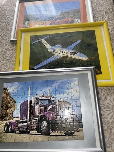 Divarlı dekor üçün 5 ədəd yığılmış pazl tablo dəsti uşağ (oğlan) otağ — 2