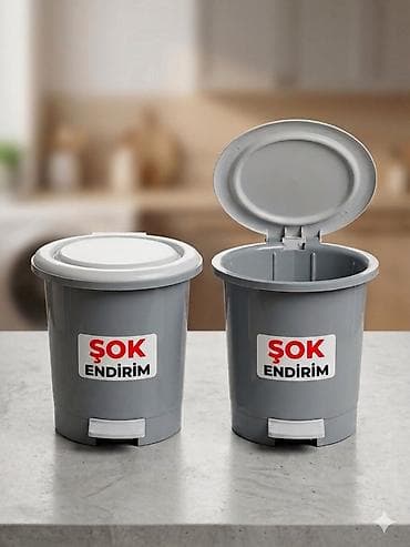 mətbəx qabları: Ayaq pedallı plastik zibil qabı - Rəng: boz (ağ qapaqlı) - Mexanizm — 1