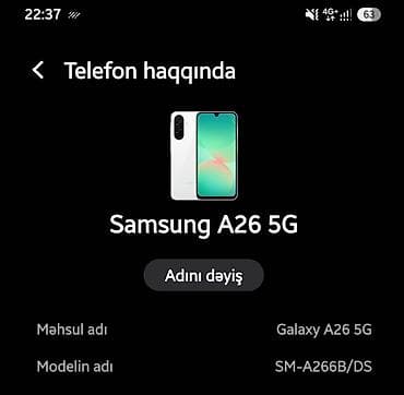 apple se 2020: Samsung Galaxy A26 5G, rəng - Ağ, İki sim kartlı — 2