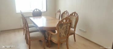 tek neferlik yataq: Qonaq otağı üçün, İşlənmiş, Açılan, Dördbucaq masa, 8 stul — 1