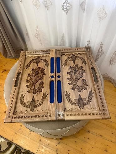 idman qida: Taxta nərd dəsti – əl işidir - Material: Qoz ağacı (tam taxta) — 3