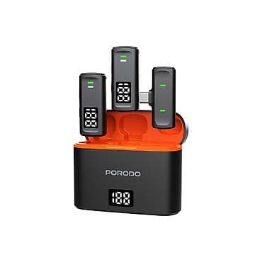 adaptör: Porodo Lavalier Microphones – Type‑C qoşulma + Lightning adapterli — 2