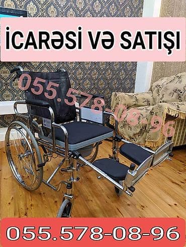 xəstə arabası: Tualet funksiyalı əlil arabası – icarəsi və satışı - Paslanmayan — 1