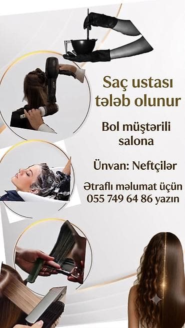 masaj sek: Qadın saç ustası tələb olunur, Faiz, 1-2 illik təcrübə — 1