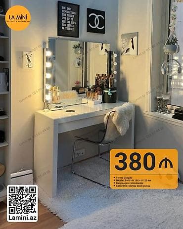 dirnaq masa: LA MINI makiyaj masası və güzgü dəsti - Termo güzgülü - Ölçülər: D 45 — 1