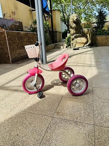 детский велик: Uşaq üçtəkərli velosipedi – çəhrayı/ağ rəngdə - 3 təkərli sabit — 1