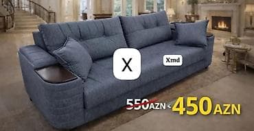 kafe divani: - Məhsul: Yumşaq oturacaqlı, mavi rəngdə 3 yerlik divan - — 1