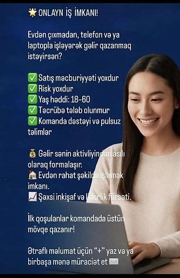 gunluk is elani: Çağrı mərkəzi operatoru tələb olunur, 18-29 yaş, Təcrübəsiz — 1