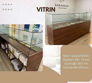 Quru vitrin – 2.60 m - Ölçülər: uzunluq 260 sm, en 70 sm, hündürlük — 1