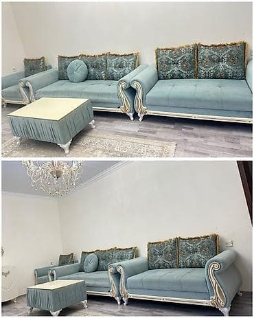 2 ədəd divan,2 ədəd kreslo satılır 650₼. 7 ədəd yastıgı, pufiki ilə