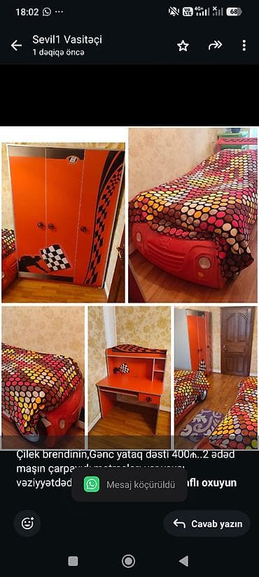 Çilek brendinin,Gənc yataq dəsti 400₼. 2 ədəd maşın — 1