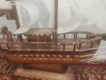 Taxta yelkənli gəmi maketi - Əl işi dekorativ gəmi maketi - Material